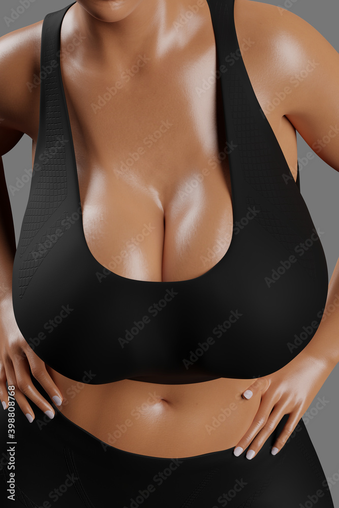 © PixlMakr - Young slim woman with big breasts in black sportswear © PixlMakr - Young slim woman with big breasts in black sportswear