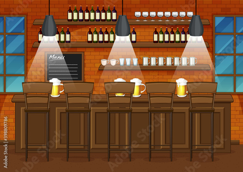 Pub and restaurant background scene