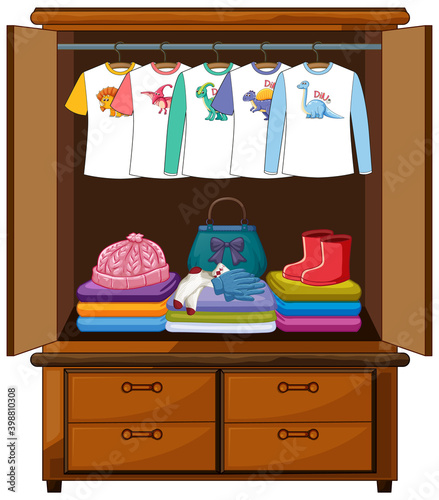 Clothes in the wardrobe isolated