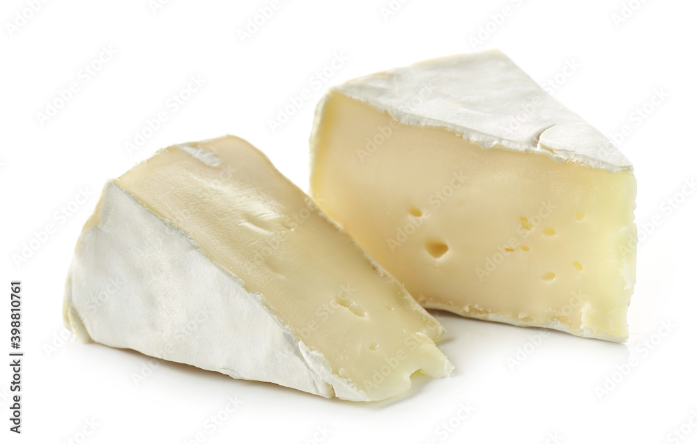 two pieces of fresh brie cheese