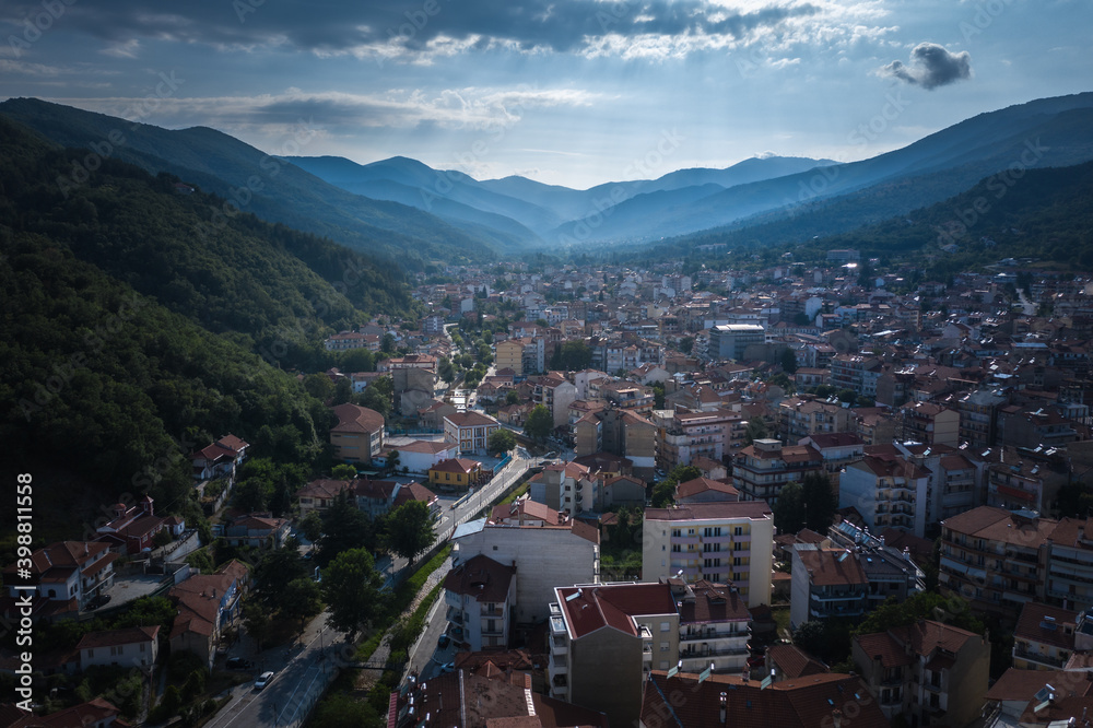 Aerial view of Florina city in northern Greece