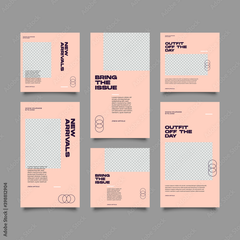 Set of Editable banner social media post and story template. Suitable for social media stories post and web mobile ads. Vector with photo collage	
