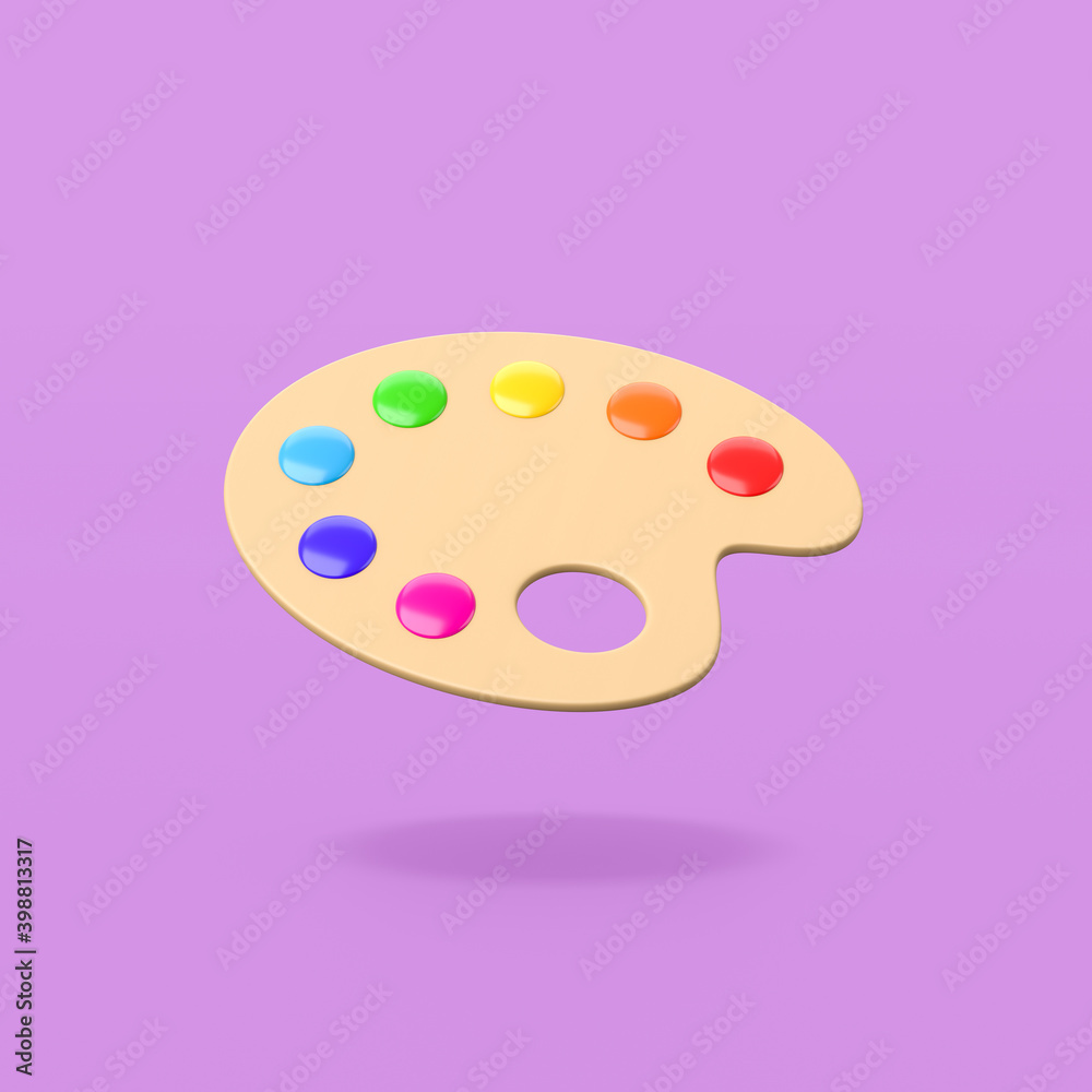Wooden Artist Palette on Purple Background Wooden Artist Palette on Purple Background