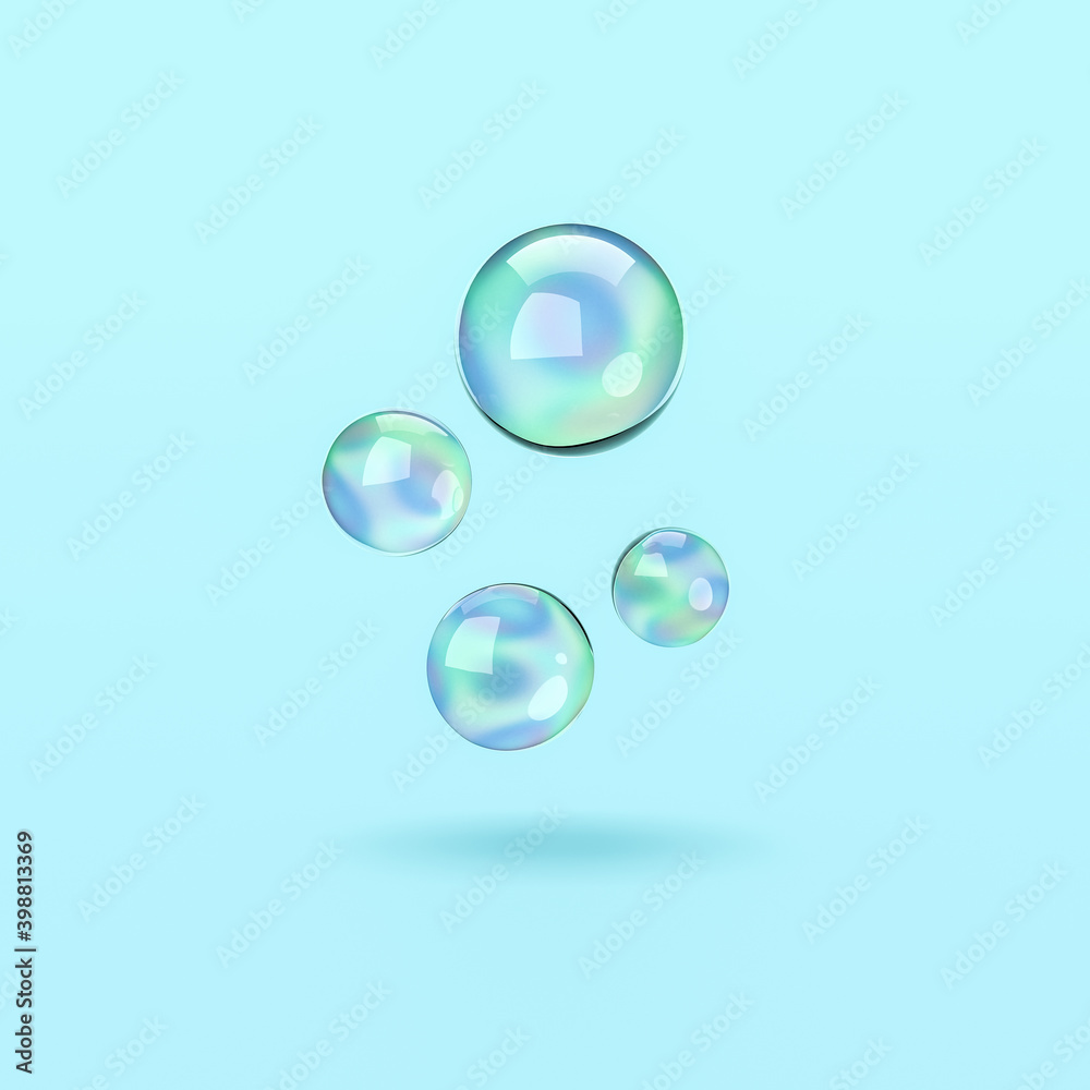 Soap Bubbles on Blue Background Soap Bubbles on Blue Background