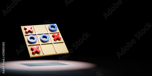 Tableau sur toile Tic-Tac-Toe Game Board Spotlighted on Black Background