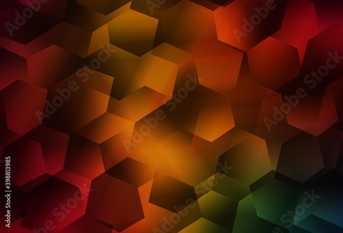 Light Green  Red vector backdrop with hexagons.