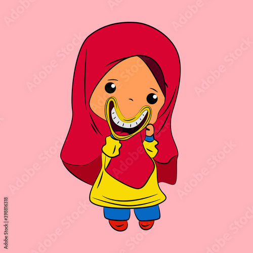 ghibah muslimah is mean girl laughing and talk out loud, streetwear or t-shirt design