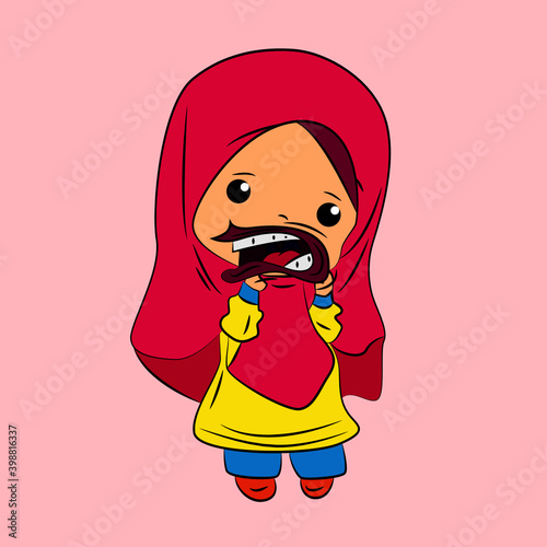 ghibah muslimah is mean girl laughing and talk out loud, streetwear or t-shirt design