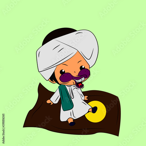 ghibah muslim is mean boy laughing and talk out loud, streetwear or t-shirt design