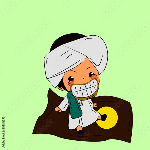ghibah muslim is mean boy laughing and talk out loud, streetwear or t-shirt design