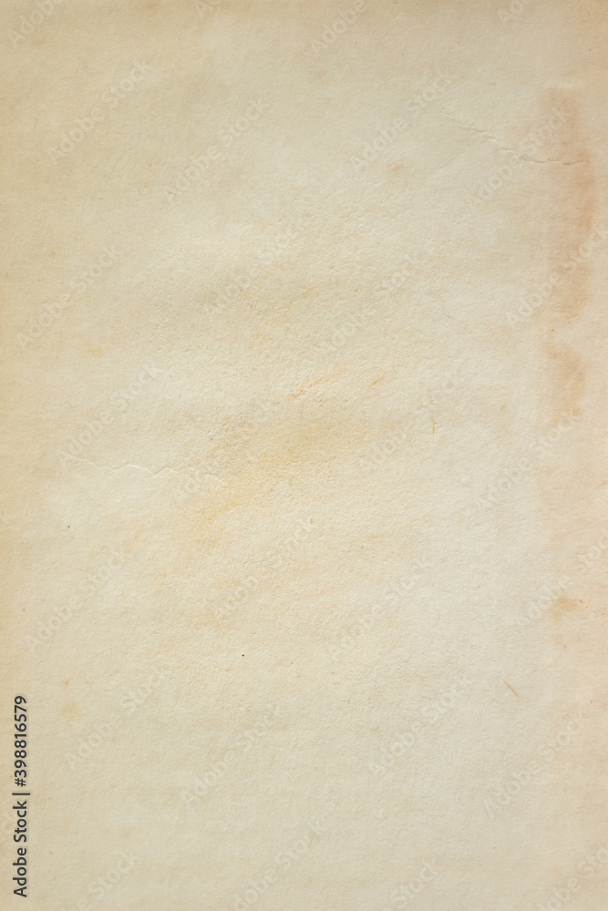yellowed blank sheet of old paper close, soft focus