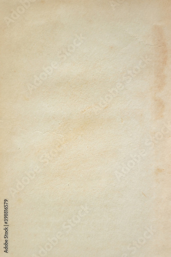 yellowed blank sheet of old paper close, soft focus