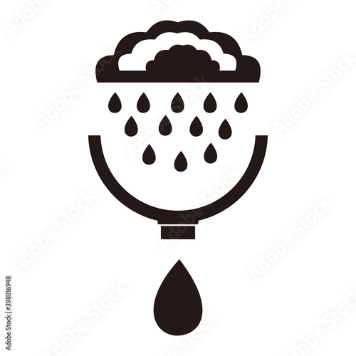 Symbols of clouds, rain, drops, system of rain water harvest