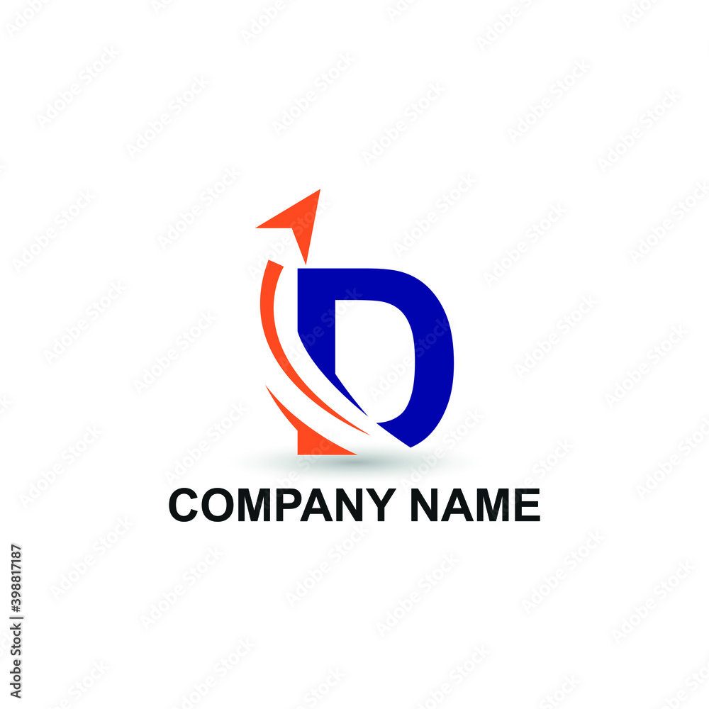 Initial D letter modern logo with arrow plane for logistic, travel, start up template brand Initial D letter modern logo with arrow plane for logistic, travel, start up template brand