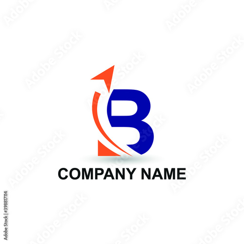 Initial B letter modern logo with arrow plane for logistic, travel, start up template brand