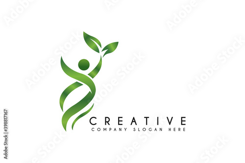 Fitness and wellness vector logo design Body balance Vector Illustration