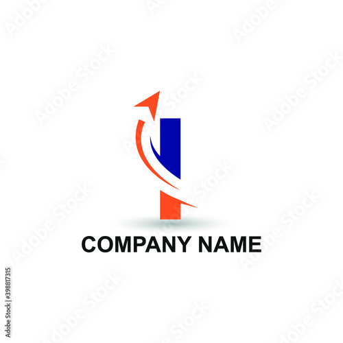 Initial I letter modern logo with arrow plane for logistic, travel, start up template brand