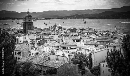 Canvas Print View over Saint Tropez in France located at the Mediterranian Sea at the Cote D