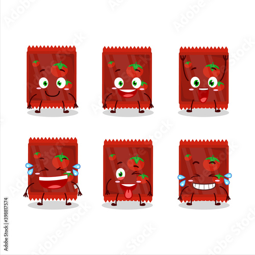 Cartoon character of ketchup sachet with smile expression