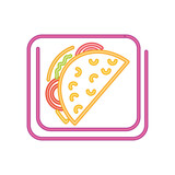fast food taco neon sign icon on white background