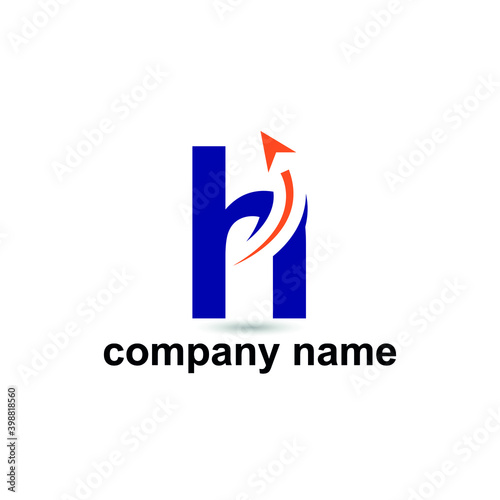 Initial h letter modern logo with arrow plane for logistic, travel, start up template brand
