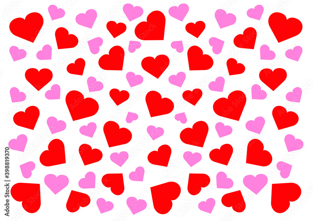 heart pink and red pattern design a white background illustration Vector