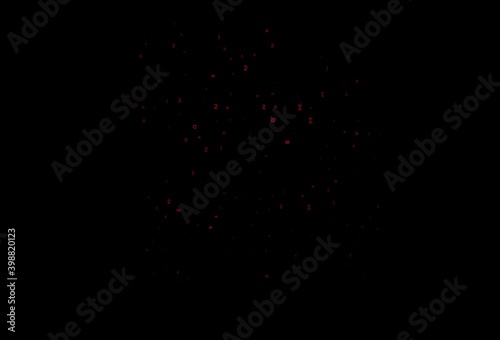 Dark Red vector texture with mathematic symbols.