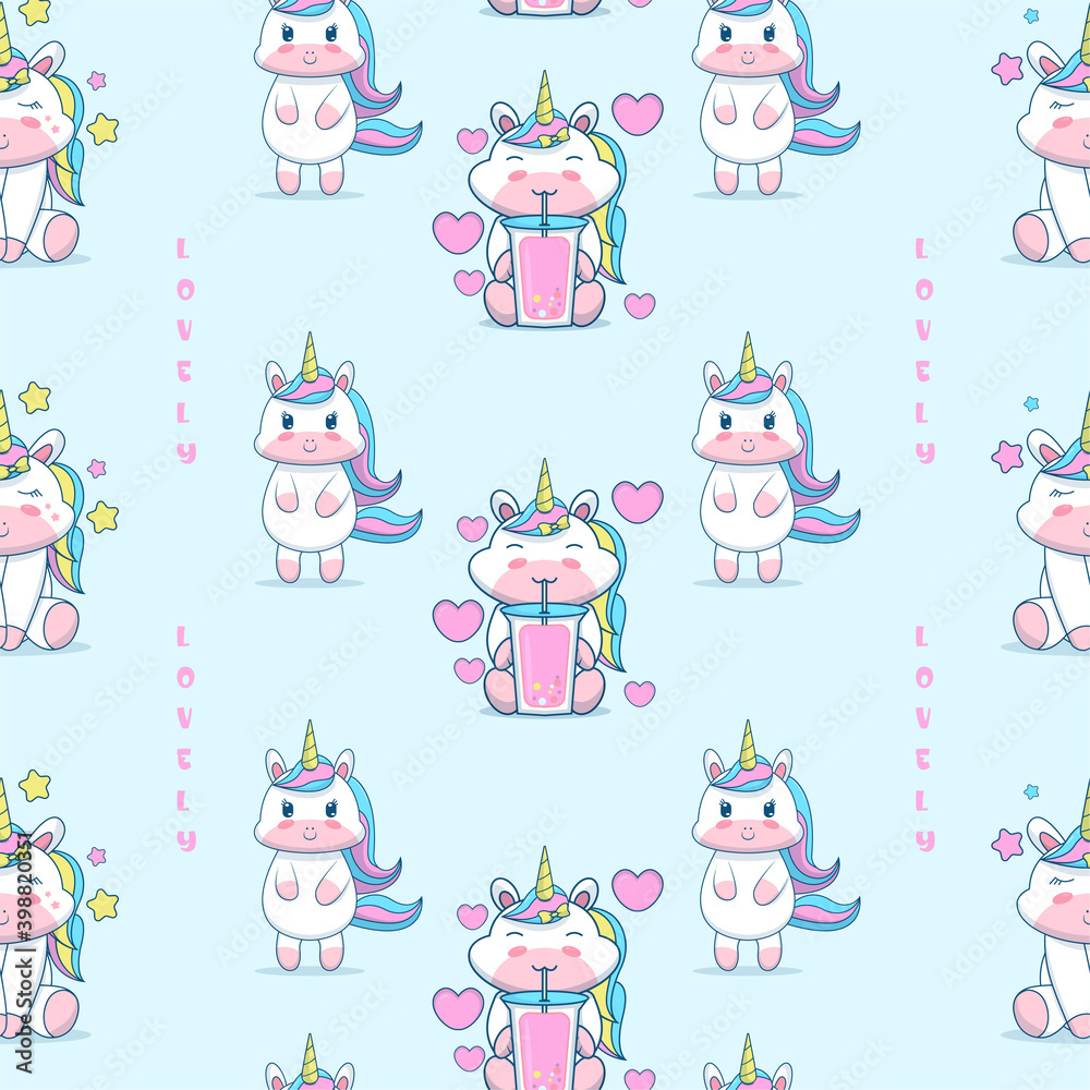 lovely Cute unicorn seamless pattern. vector illustration.