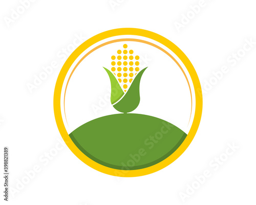 Corn farm inside the yellow circle logo