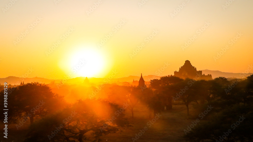 sunset in bagan myanmar
