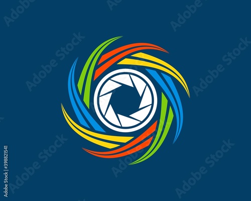 Abstract shape with lens camera inside