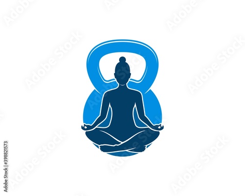 Gym kettle bell with women yoga inside