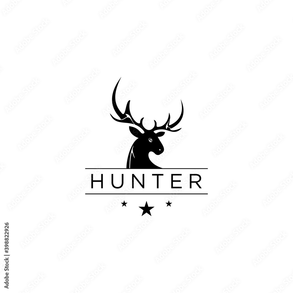 vintage deer head logo illustration