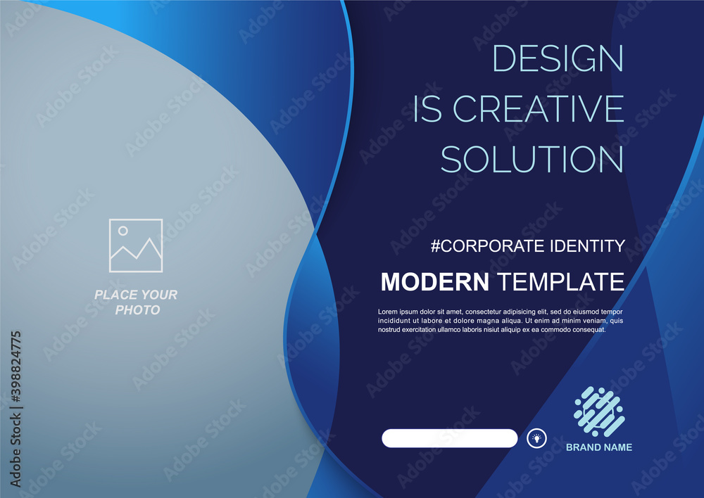 Template vector design for Brochure, Annual Report, Web design Poster, Corporate Presentation, Flyer, layout modern with blue color size horizontal, Easy to use and edit.
