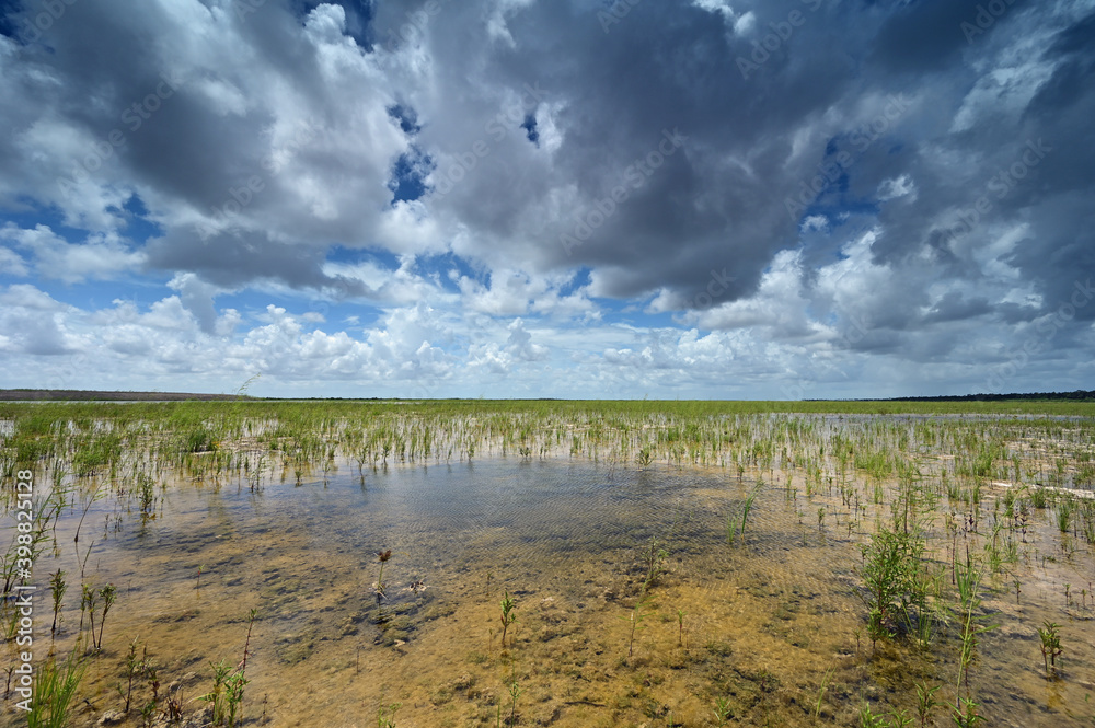 Autumn clouds over Hole-in-the-Donut habitat restoration project in Everglades National Park, Florida. Autumn clouds over Hole-in-the-Donut habitat restoration project in Everglades National Park, Florida.