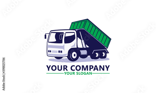 Modern Flat Isolated garbage truck vector logo template illustrations, editable eps 10