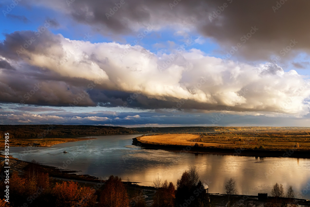 Fototapeta premium sunset over the river