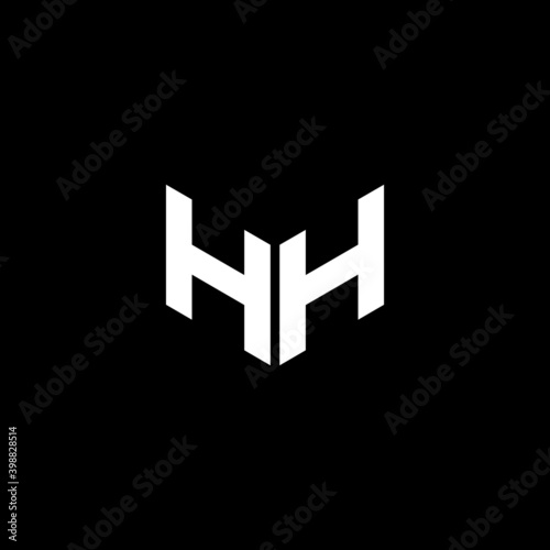 Double H letter logo design with black background in illustrator, eps cube logo, vector logo modern alphabet font overlap style, calligraphy designs for logo, Poster, Invitation, etc.	

