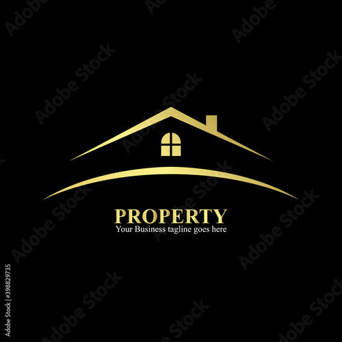 Gold house outline icon. Can be used for realty estate, apartments, residential properties or hotel logos. vector eps 10