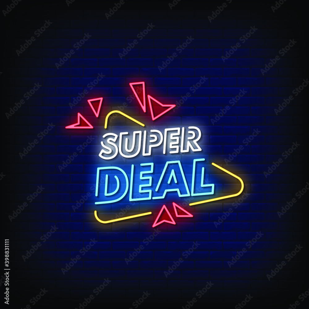 Obraz premium Super Deal Neon Signs Style Text Vector