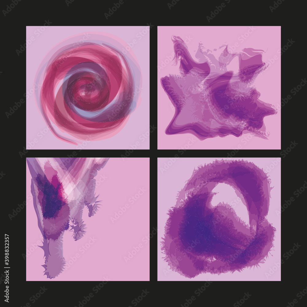 set watercolor messy abstract purple backgrounds
