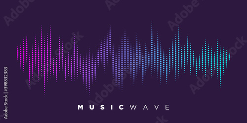 Modern Sound wave equalizer. Vector illustration on dark background - Vector Illustration