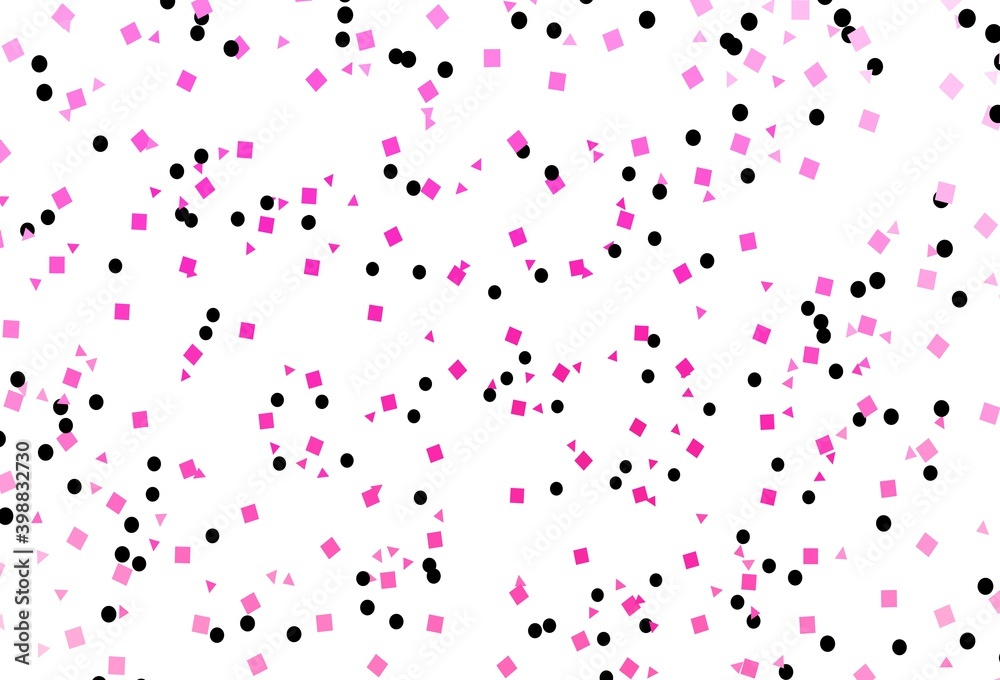 Light Pink vector backdrop with lines, circles, rhombus.