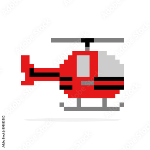 Pixel helicopter image. Vector illustration of cross stitch pattern.