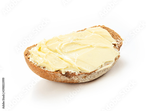 bread with butter isolated white background
