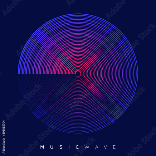 oster of the sound wave. Vector illustration music on dark background. Illustration suitable for design - Vector Illustration