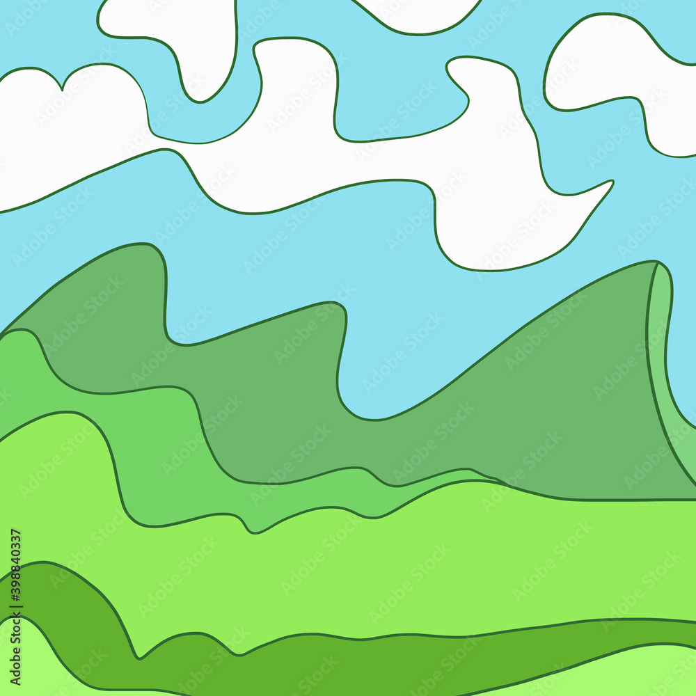 New Cartoon Landscape background art illustration. Modern game brand nature wallpaper card design. Ecology education book web page image. New Cartoon Landscape background art illustration. Modern game brand nature wallpaper card design. Ecology education book web page image.