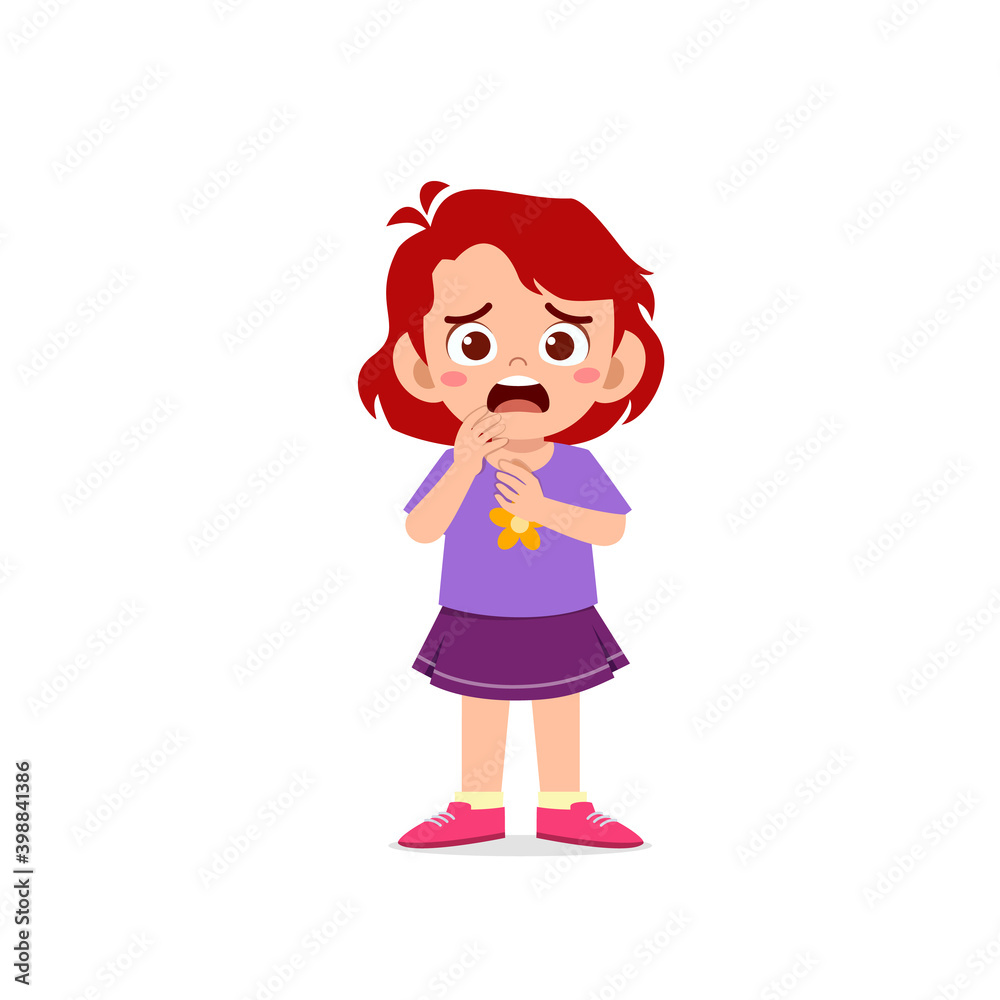 cute little kid girl show worry and scared pose expression cute little kid girl show worry and scared pose expression