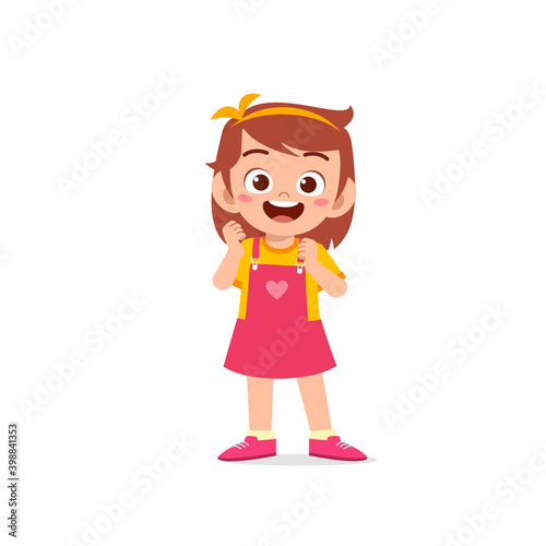 cute little kid girl show happy and friendly pose expression