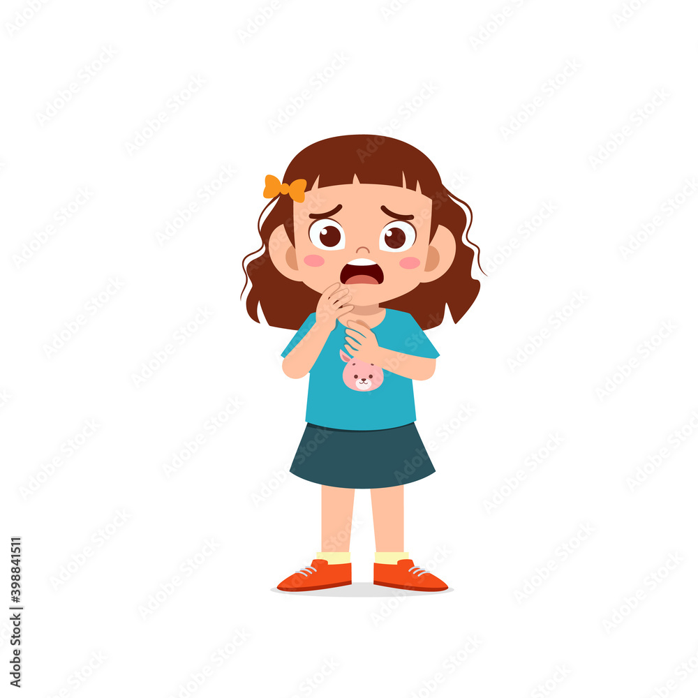 cute little kid girl show worry and scared pose expression cute little kid girl show worry and scared pose expression